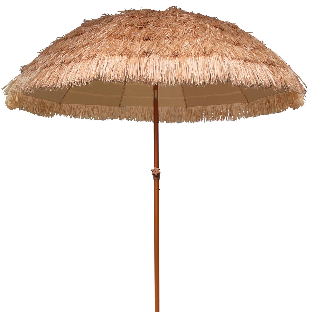 AMMSUN 7.5ft hula thatched tiki umbrella front view for stylish shade and UV protection
