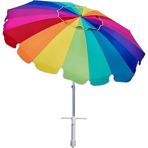 AMMSUN 7.5ft umbrella with sand anchor delivers stable beach shade.