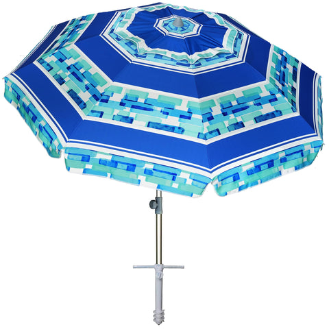 AMMSUN 7ft beach umbrella with sand anchor stabilizing shade on sand