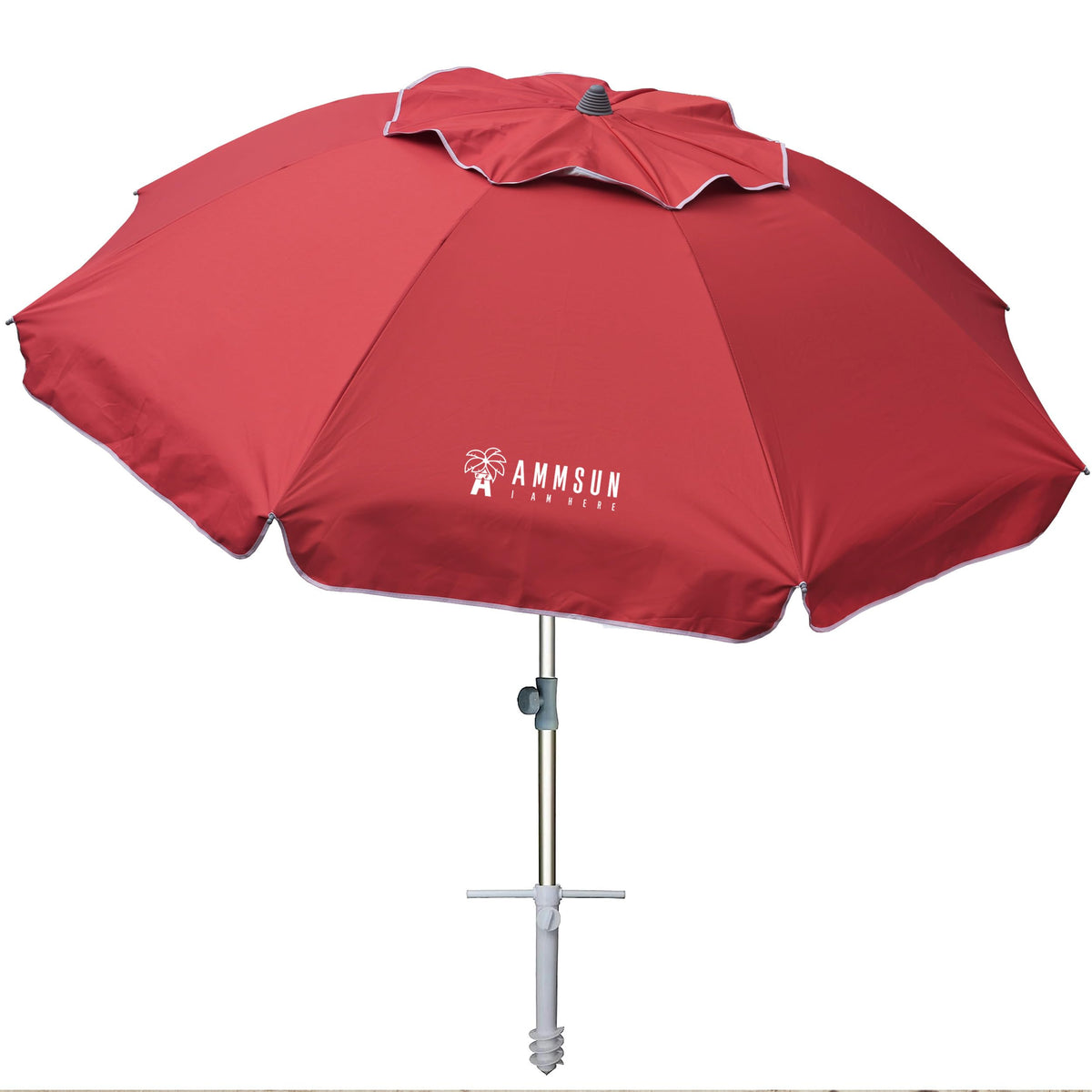 AMMSUN 7ft beach umbrella with sand anchor keeps shade steady in windy sand