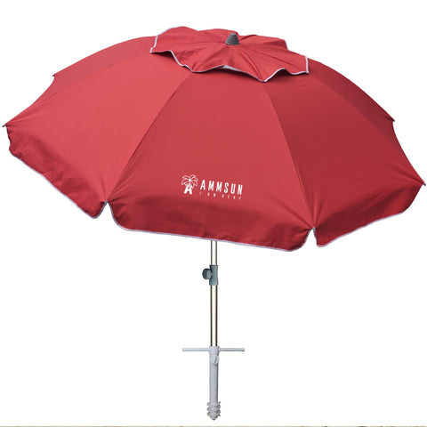 AMMSUN 7ft beach umbrella with sand anchor keeps shade steady in windy sand