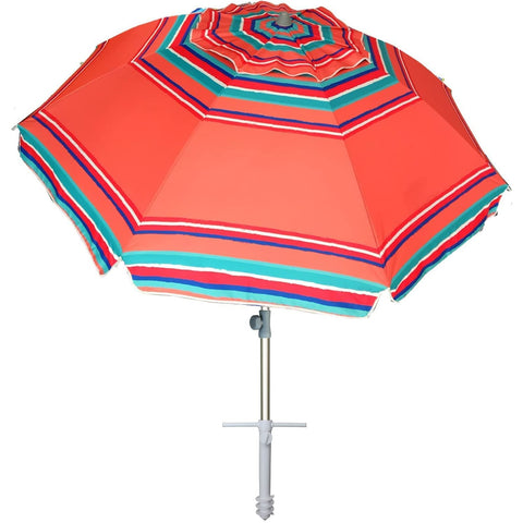 AMMSUN 7ft beach umbrella with sand anchor for stable shade on windy shores.