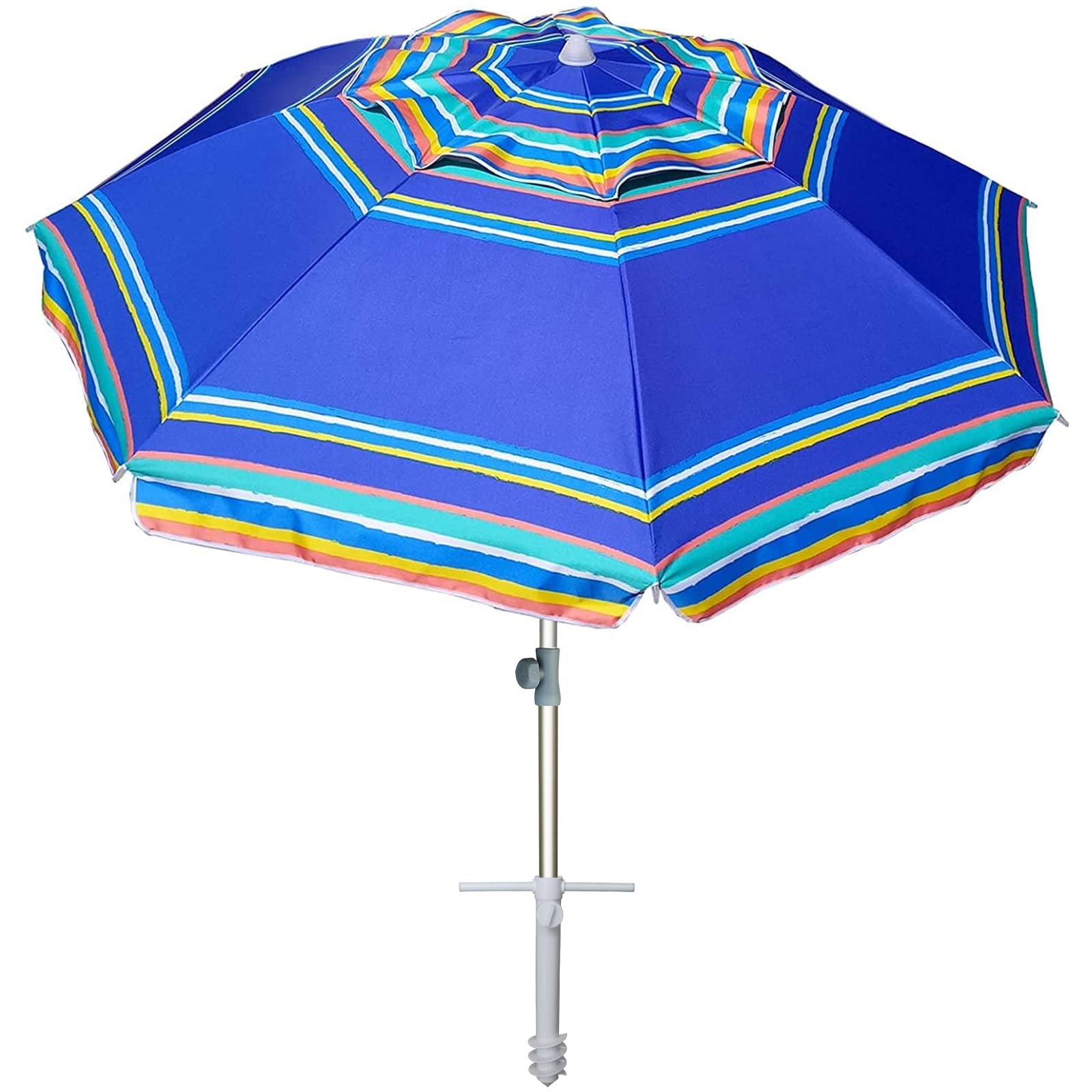 AMMSUN 7ft beach umbrella with sand anchor secures shade on windy shores