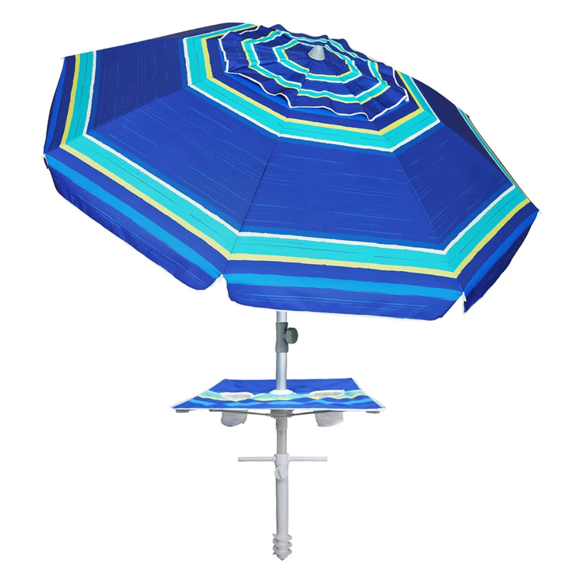AMMSUN 7ft umbrella with sand anchor provides stable shade on windy beaches.