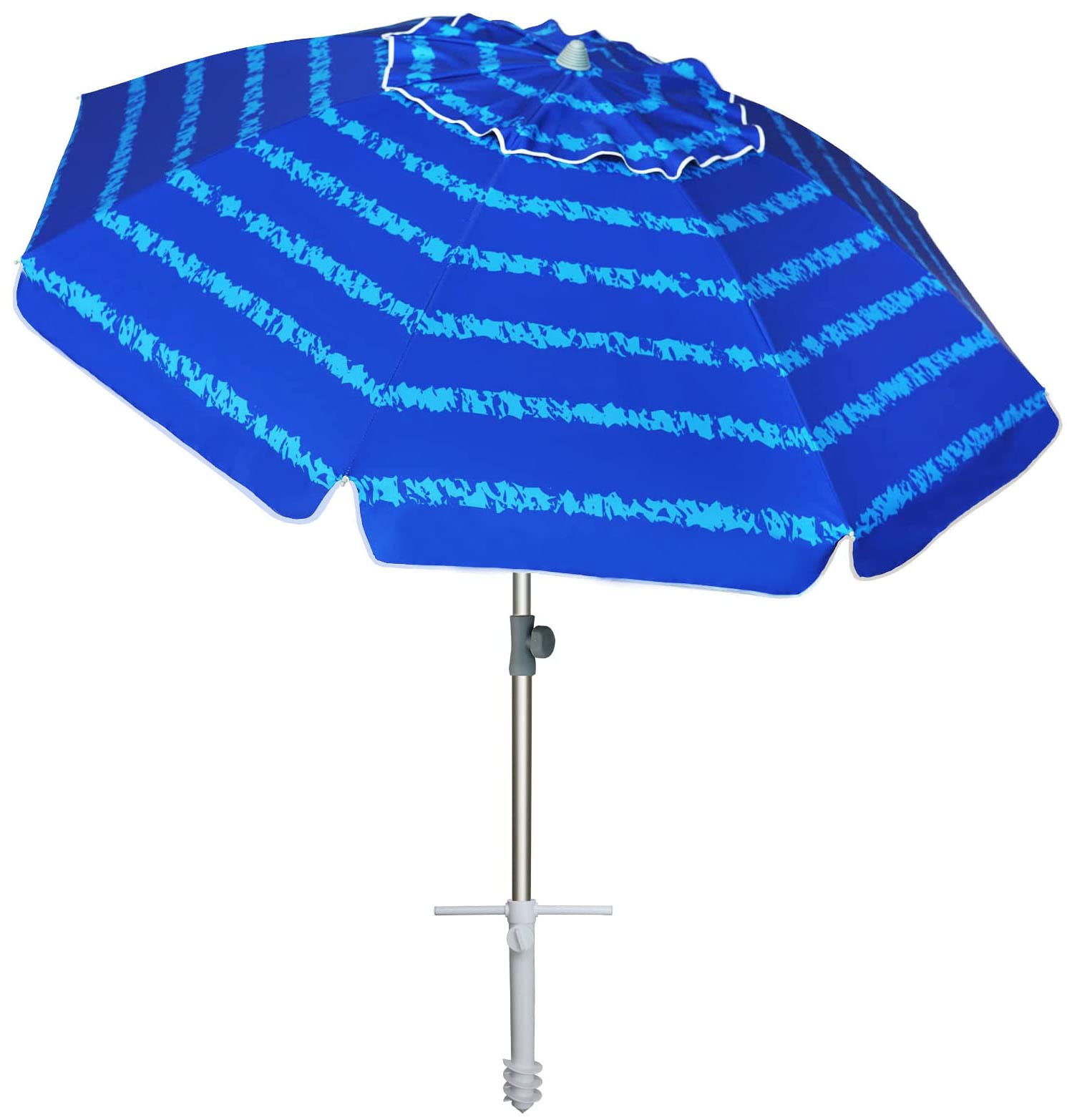 AMMSUN 7ft beach umbrella with sand anchor for stable shade on windy beaches