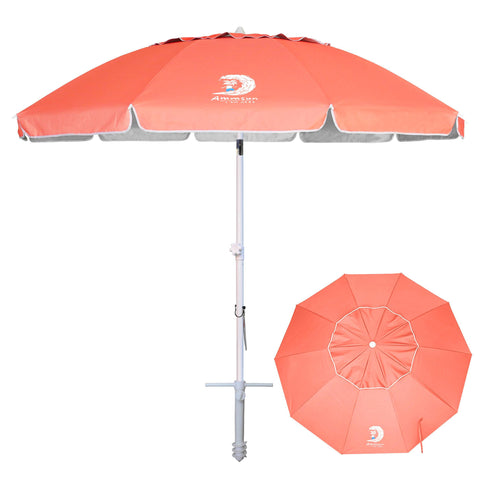 AMMSUN 8ft beach umbrella sand-anchor stabilizes shade on windy beaches.
