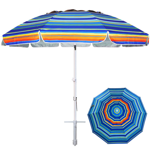 AMMSUN 8ft beach umbrella with sand anchor delivers stable shade on windy conditions.