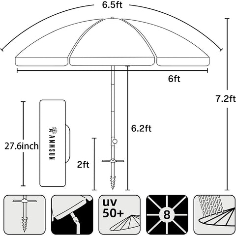 AMMSUN air vent design improves stability in windy conditions.