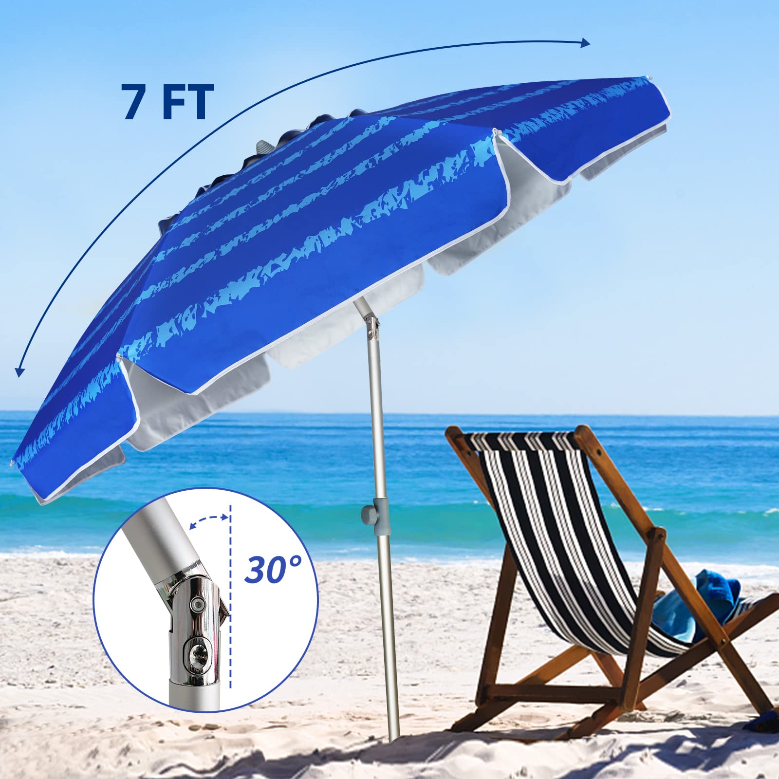 AMMSUN aluminum pole with fiberglass ribs for durable wind-resistant support