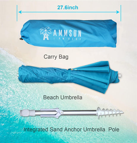 AMMSUN aluminum pole and fiberglass ribs for durable windy-day shade.