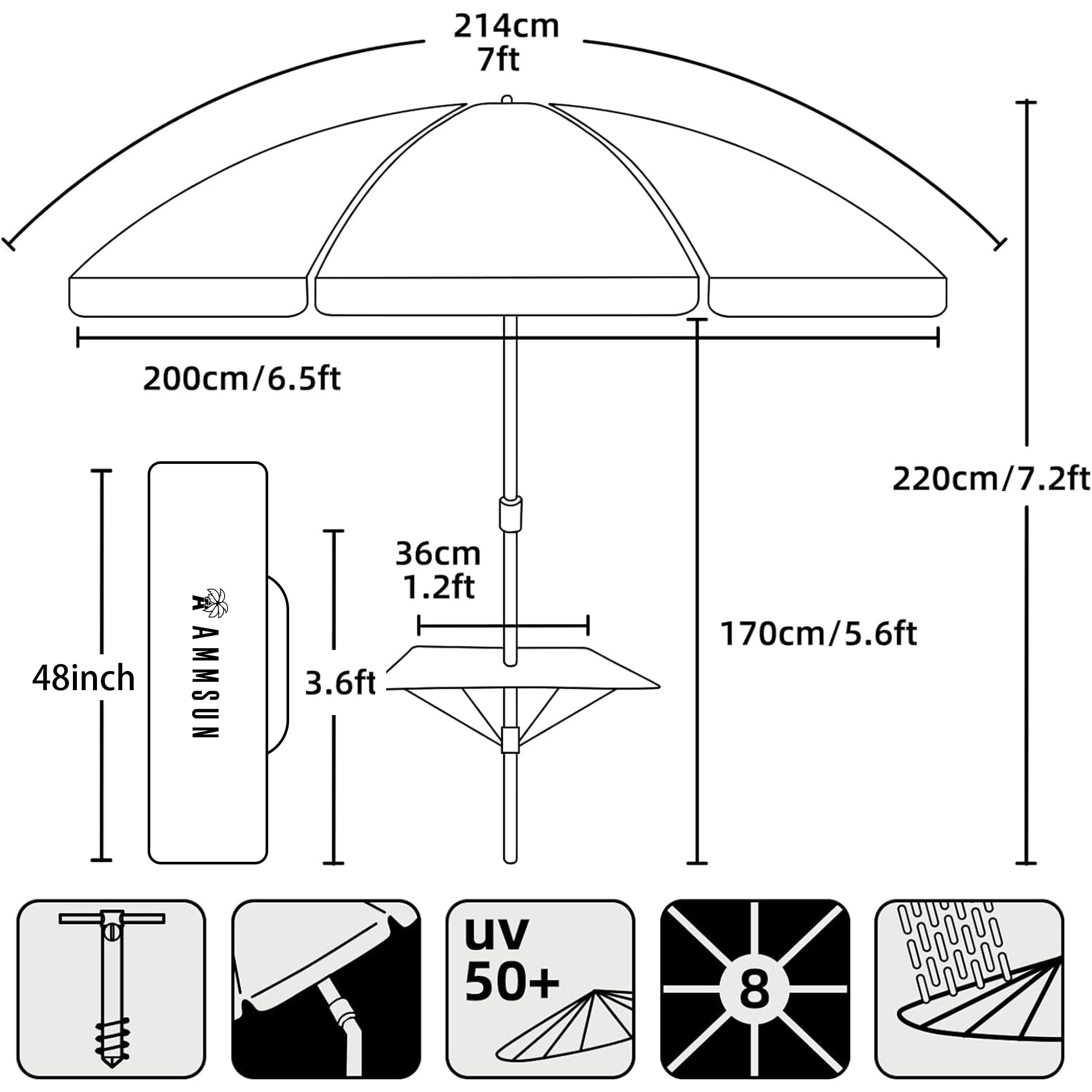 AMMSUN sturdy aluminum pole with height adjustment.
