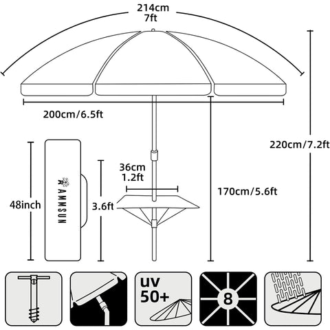 AMMSUN sturdy aluminum pole with height adjustment.