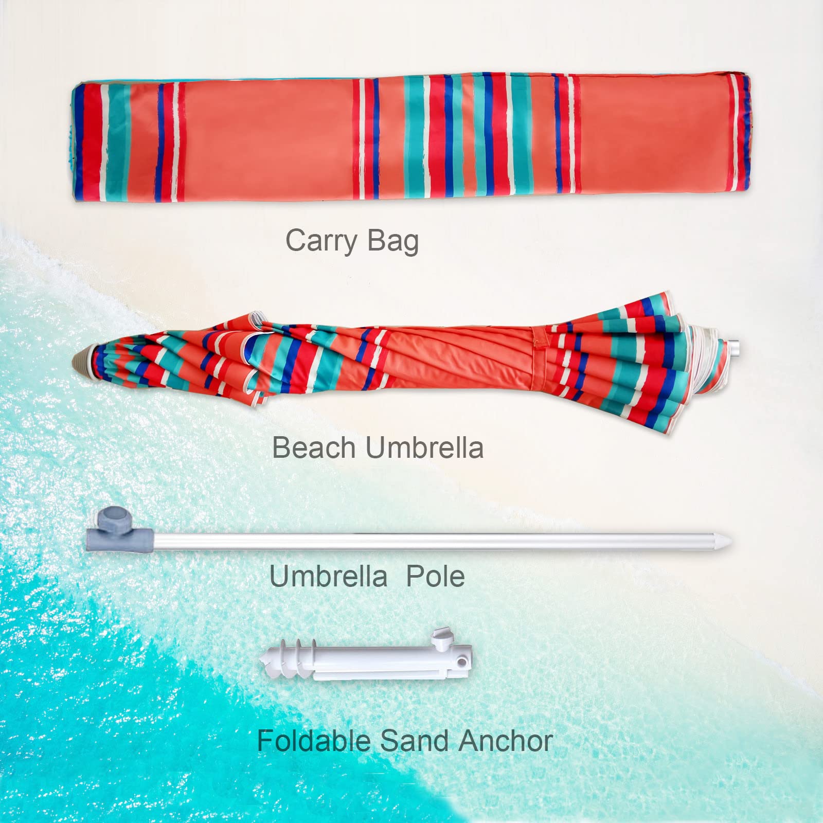 AMMSUN aluminum pole umbrella ensures durable and rust-free outdoor shade.