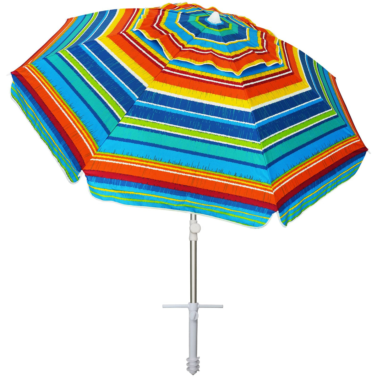 AMMSUN beach umbrella 6.5ft with tilt feature provides flexible shade by the waves.