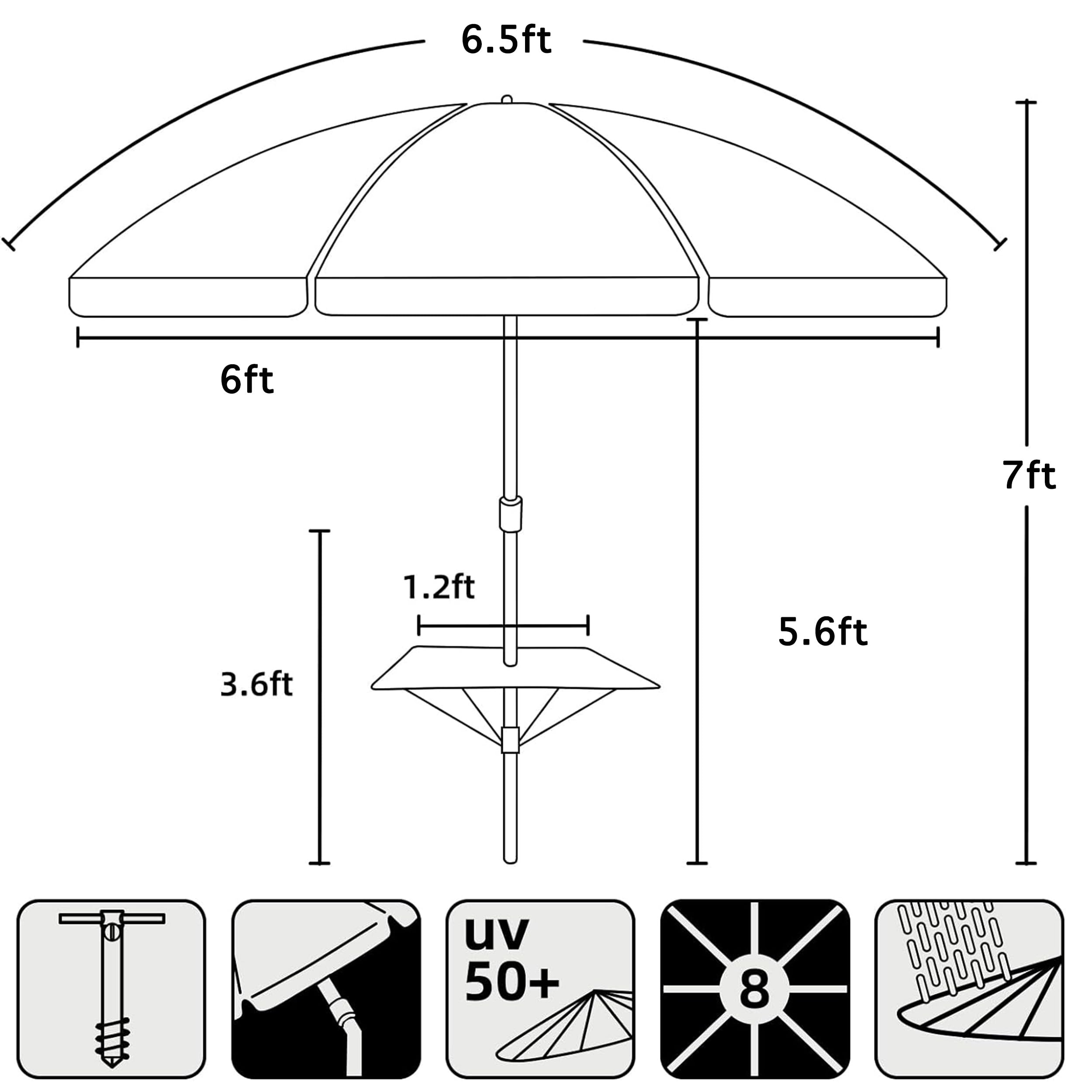 AMMSUN umbrella metal pole and ribs for durable all-weather use
