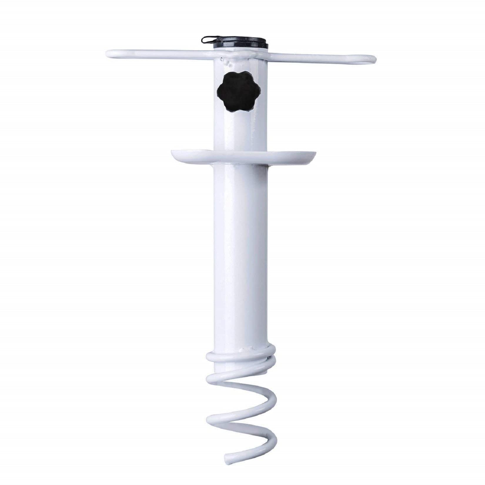 AMMSUN Beach Umbrella Sand Anchor secures a canopy on beach sand for stable shade.