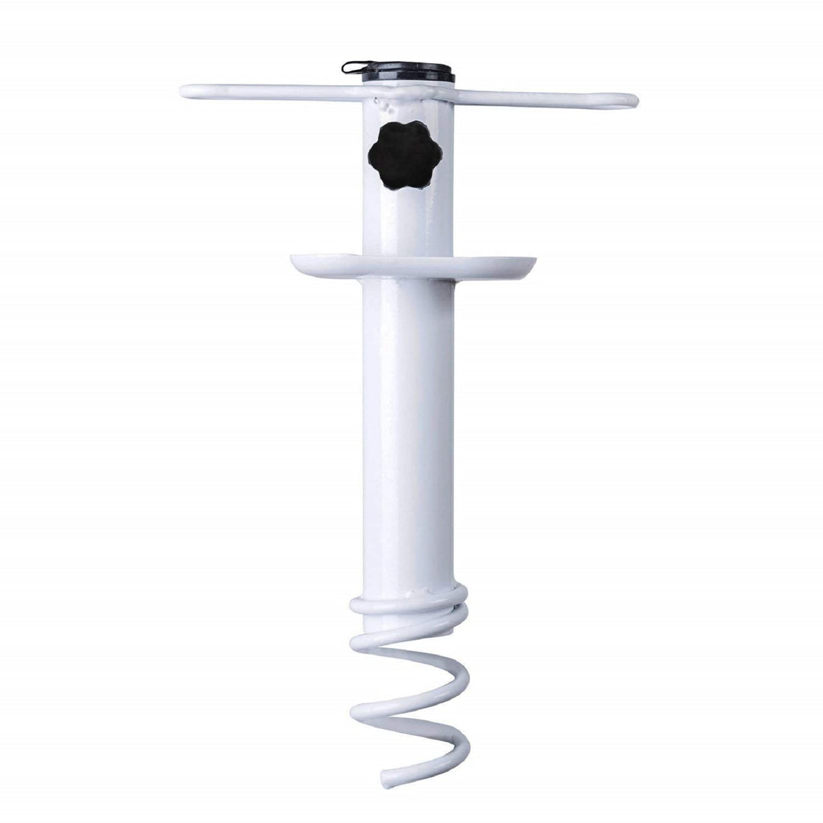 AMMSUN Beach Umbrella Sand Anchor secures a canopy on beach sand for stable shade.