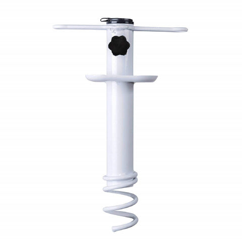 AMMSUN Beach Umbrella Sand Anchor secures a canopy on beach sand for stable shade.
