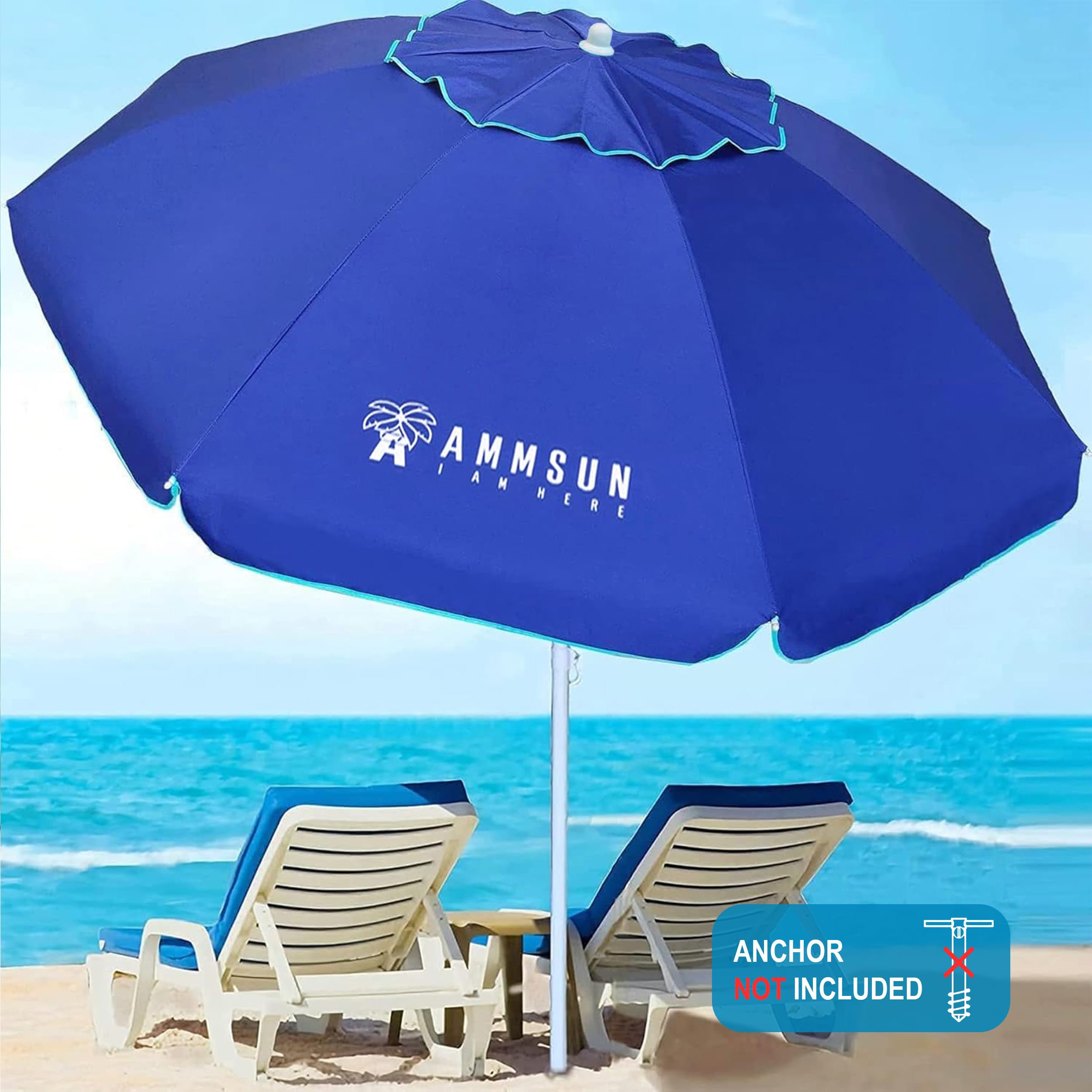 AMMSUN beach umbrella tilt adjustment to follow the sun