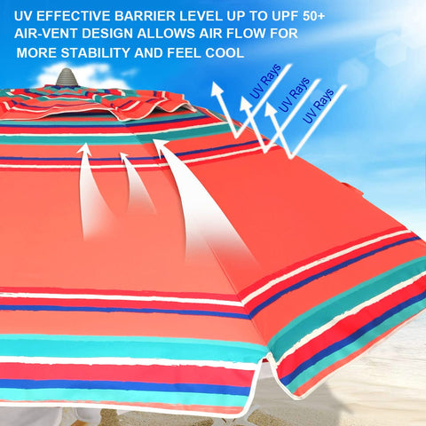AMMSUN beach umbrella tilt design delivers adjustable sun coverage without moving.