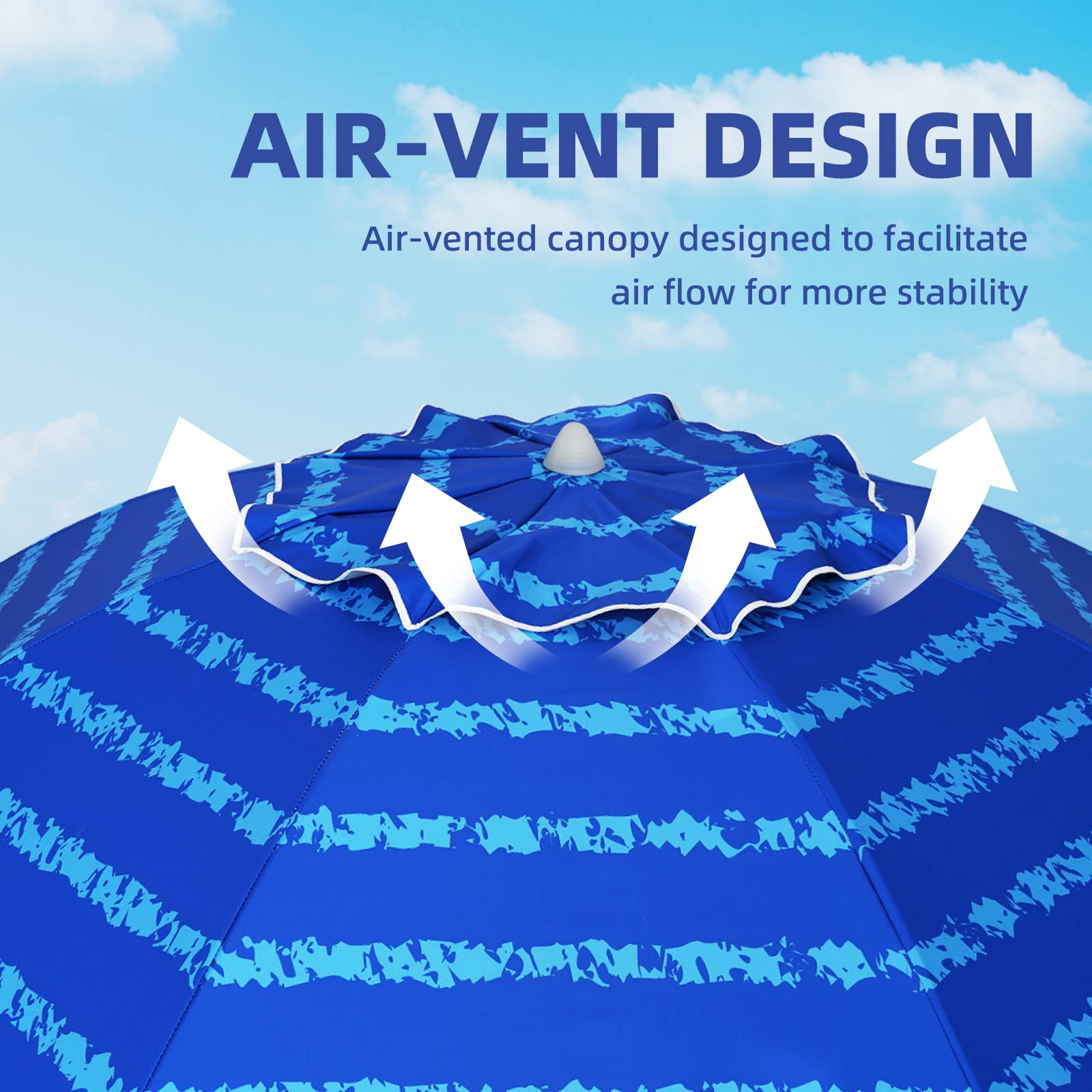 AMMSUN wind vent design improves stability in gusty conditions.