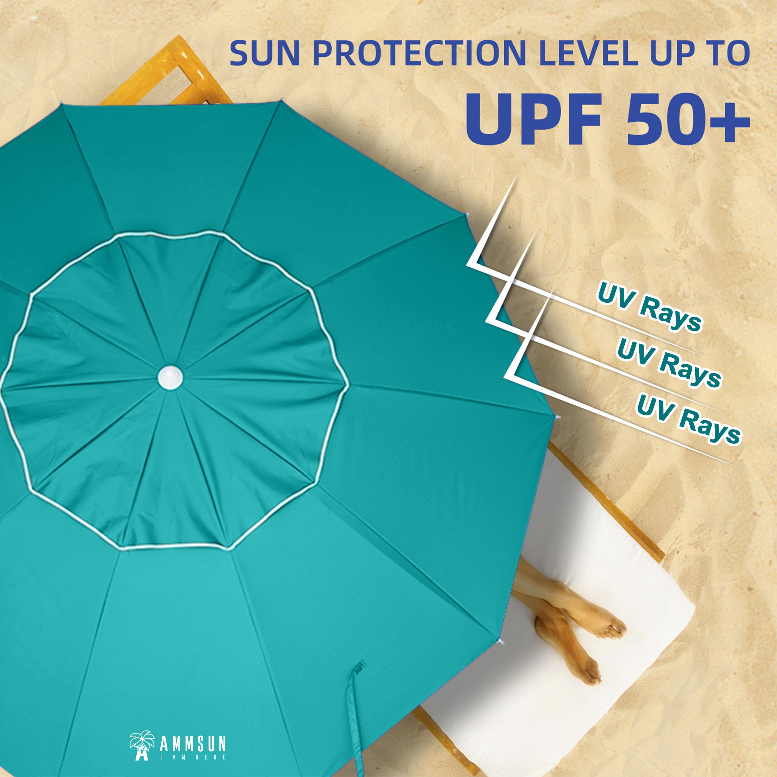 AMMSUN windproof fiberglass ribs offer durable shade in gusty conditions