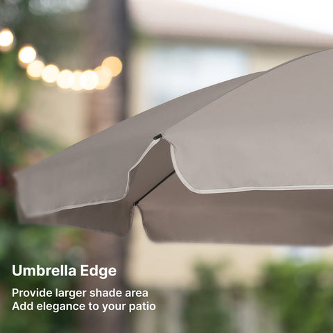 AMMSUN beige patio umbrella over table in sunlight