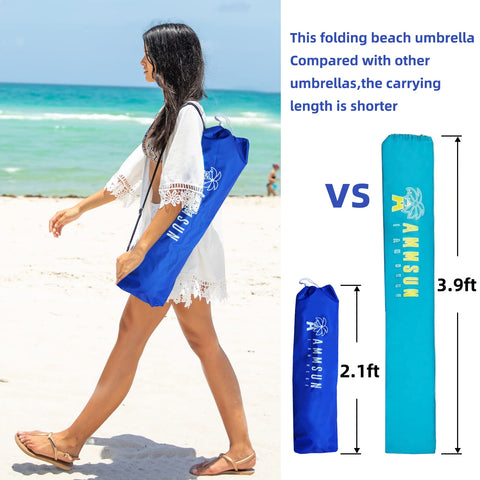 AMMSUN blue outdoor umbrella complements beach, patio, or poolside setups.