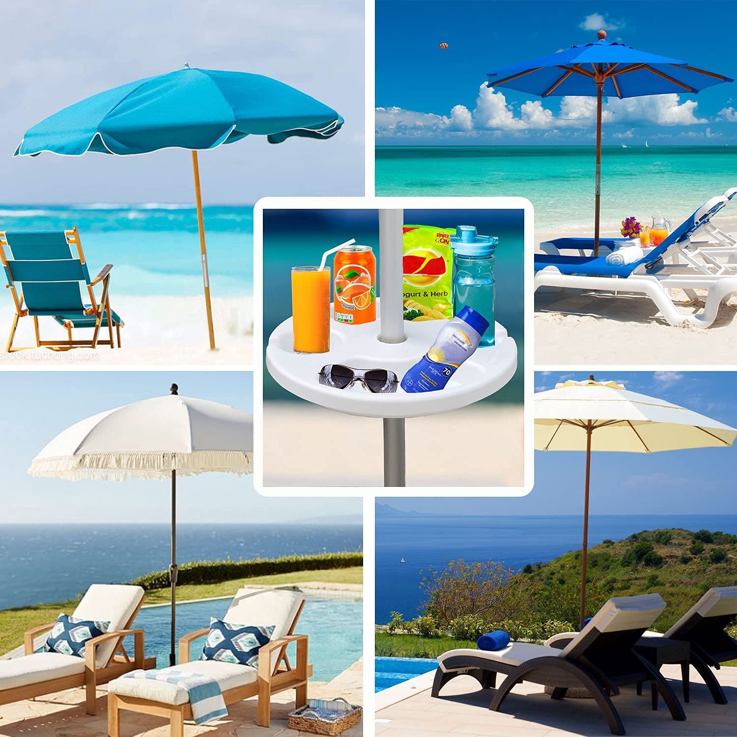 AMMSUN 13-inch diameter table surface provides space for drinks and bites.
