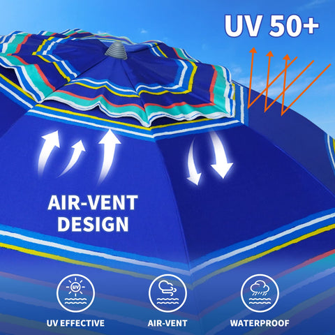 AMMSUN eight fiberglass ribs maximize wind resistance and stability