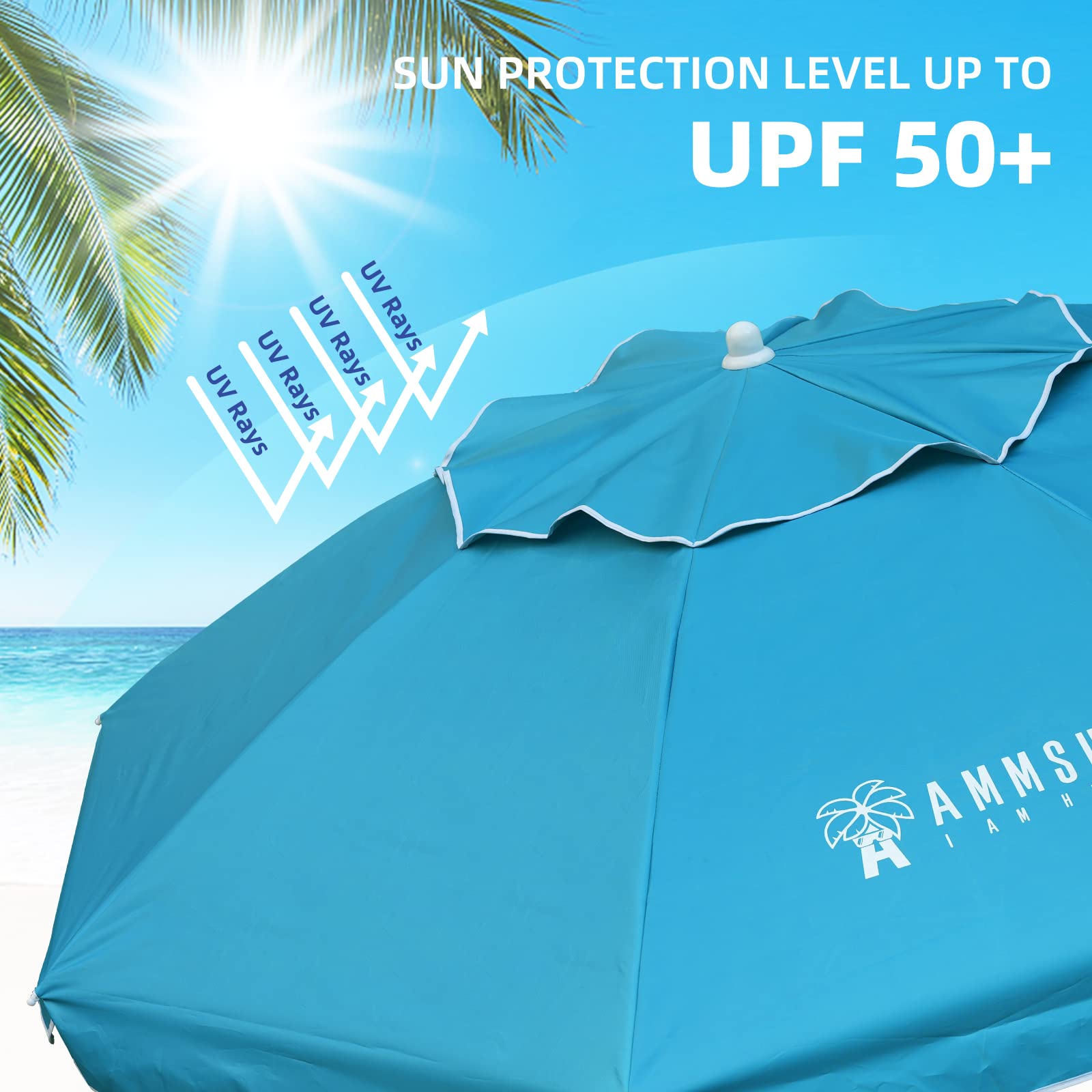 AMMSUN fiber ribs provide strong support in windy conditions.