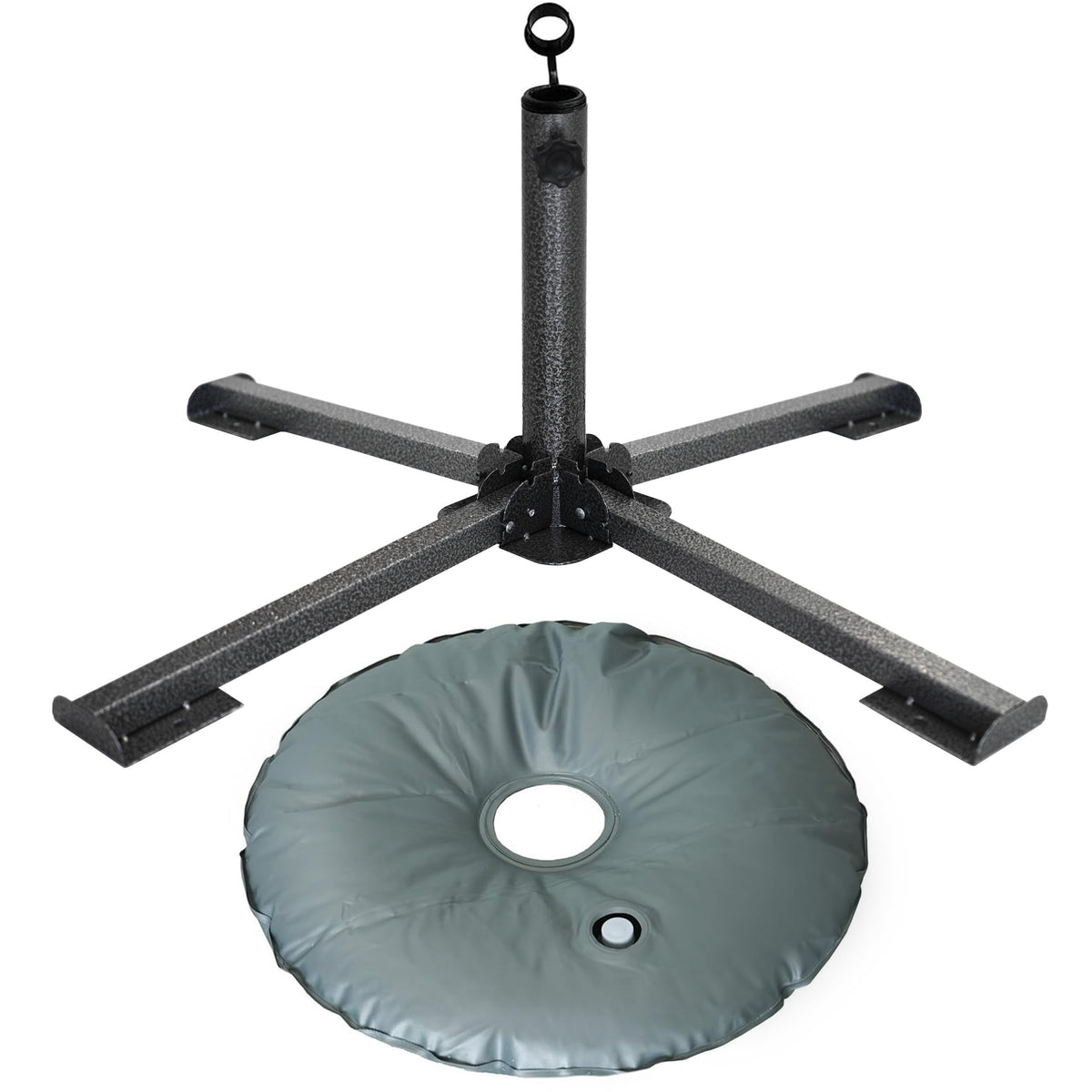 AMMSUN foldable beach umbrella base in iron for stable outdoor setups.