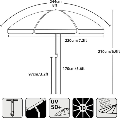 AMMSUN foldable sand anchor helps secure the umbrella on sandy surfaces.