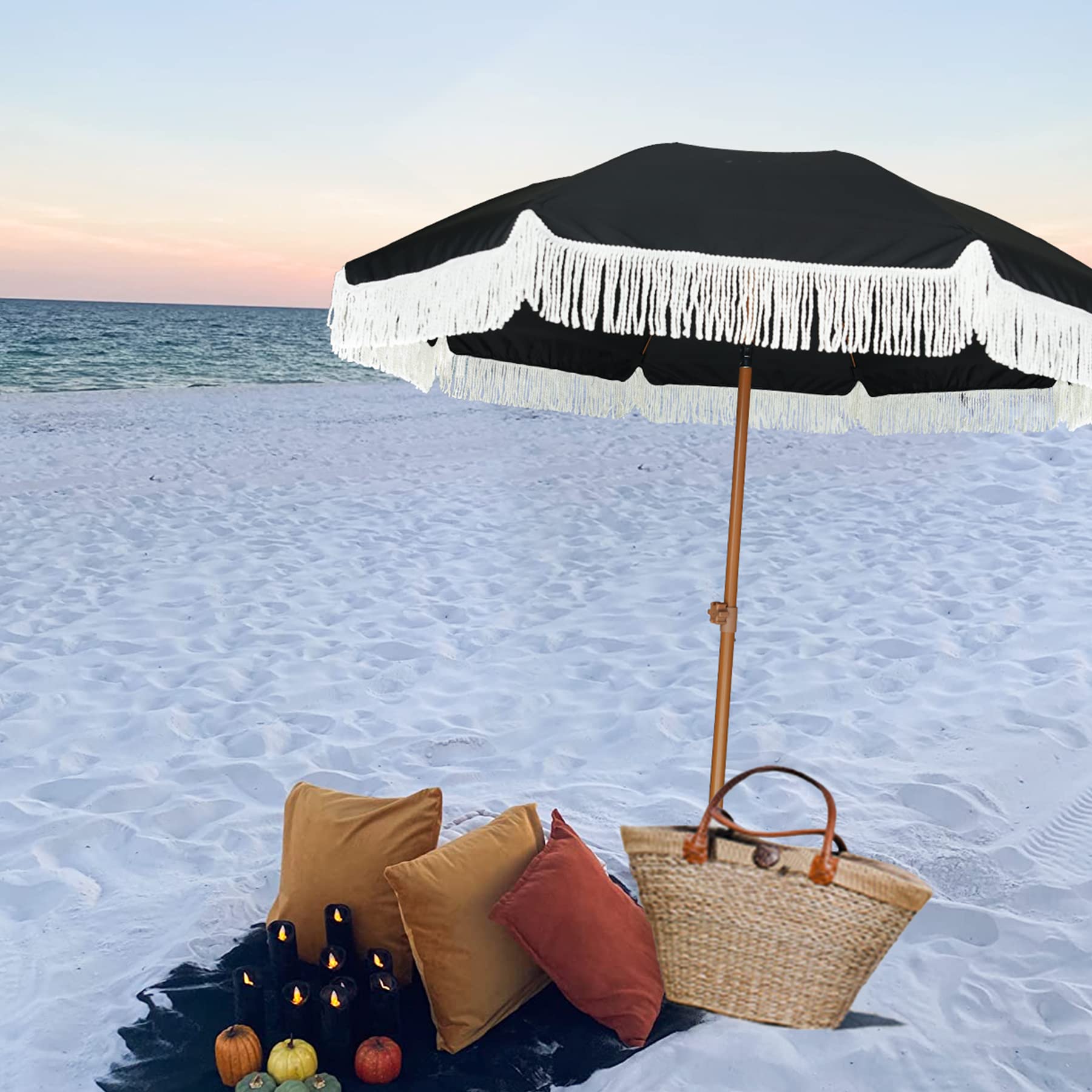 AMMSUN fringe umbrella backyard-ready shade for patios and lawns