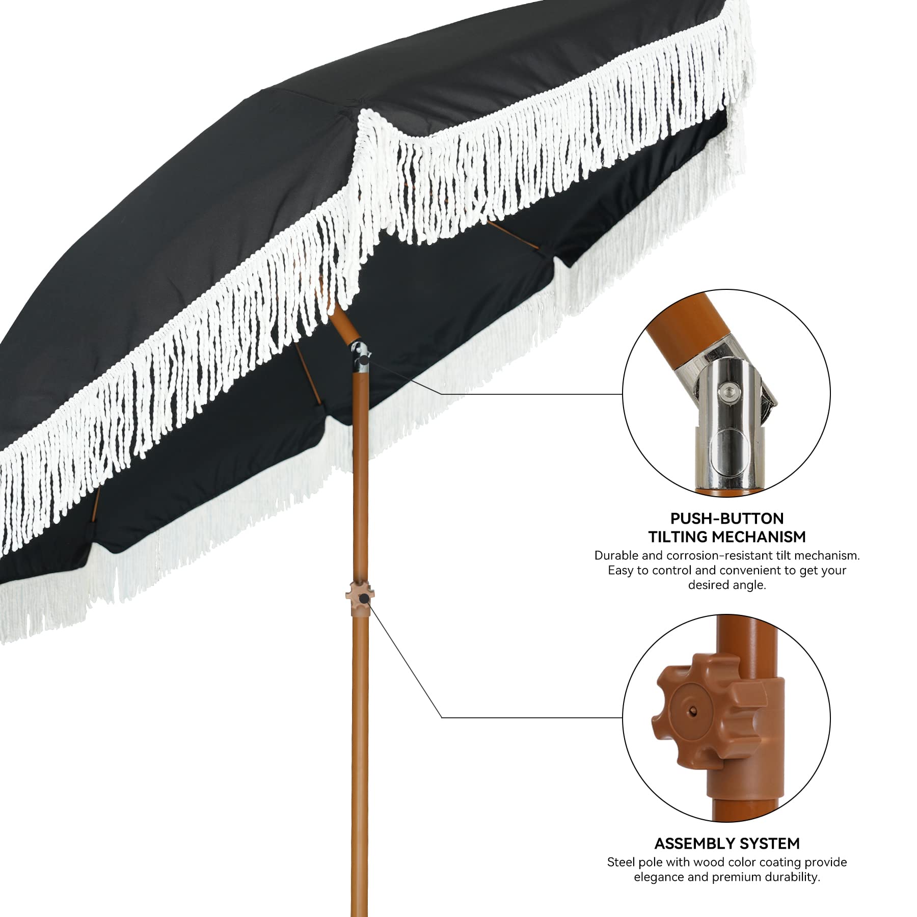 AMMSUN fringe umbrella tassel-detail adds decorative charm to outdoor spaces