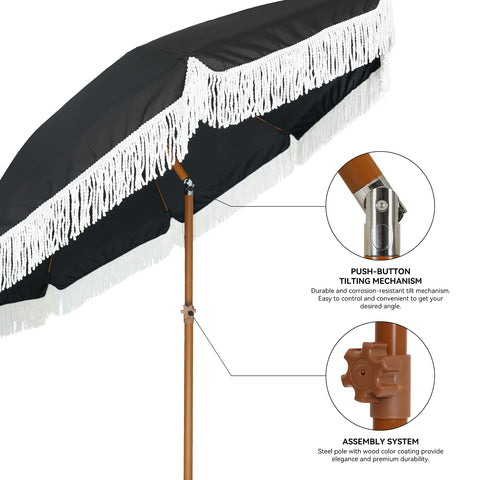 AMMSUN fringe umbrella tassel-detail adds decorative charm to outdoor spaces