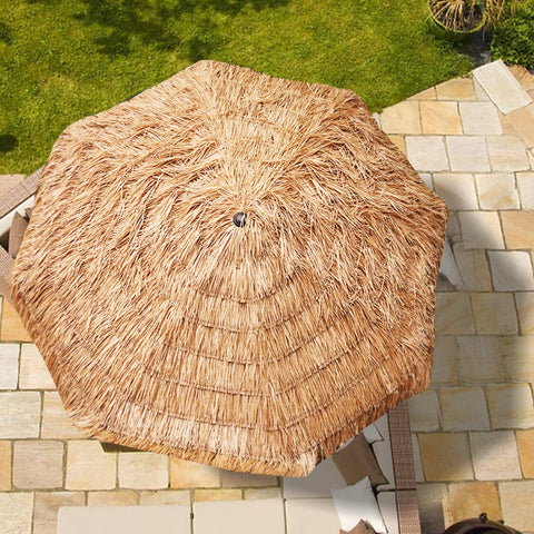 AMMSUN Hawaiian-style tiki umbrella with crank lift for easy operation