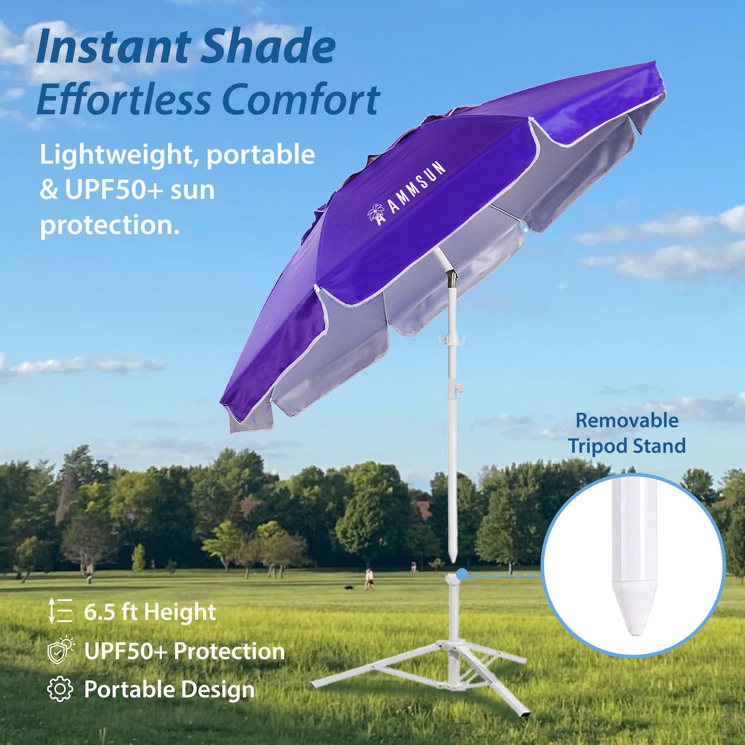 AMMSUN height-adjustable pole enables versatile shade heights