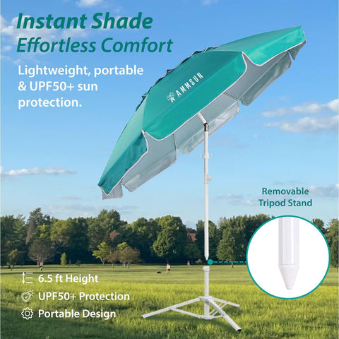 AMMSUN height adjustment pole lets you set the canopy from 5 to 7 feet.