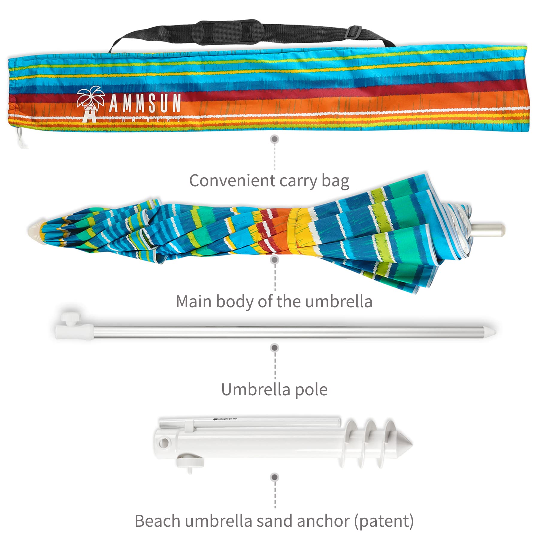 AMMSUN lightweight carry bag with shoulder strap for easy transport.
