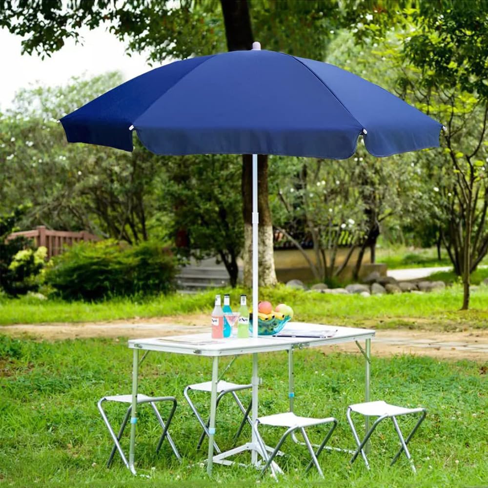 AMMSUN navy blue canopy creates a cozy outdoor retreat.