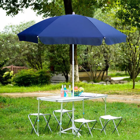 AMMSUN navy blue canopy creates a cozy outdoor retreat.