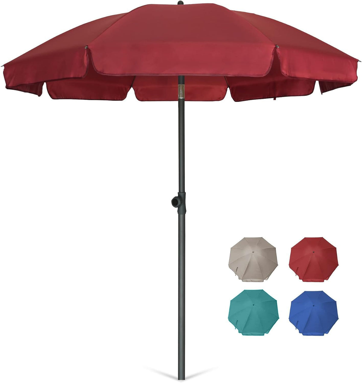 AMMSUN 6.5ft maroon tilt umbrella for customizable outdoor shade.