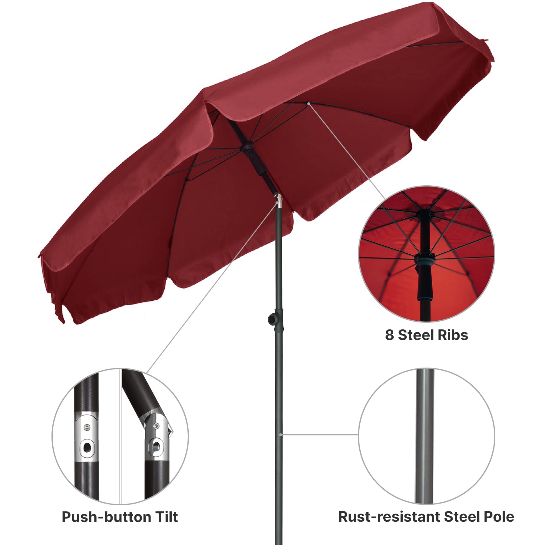 AMMSUN maroon canopy with steel pole for sturdy outdoor use.