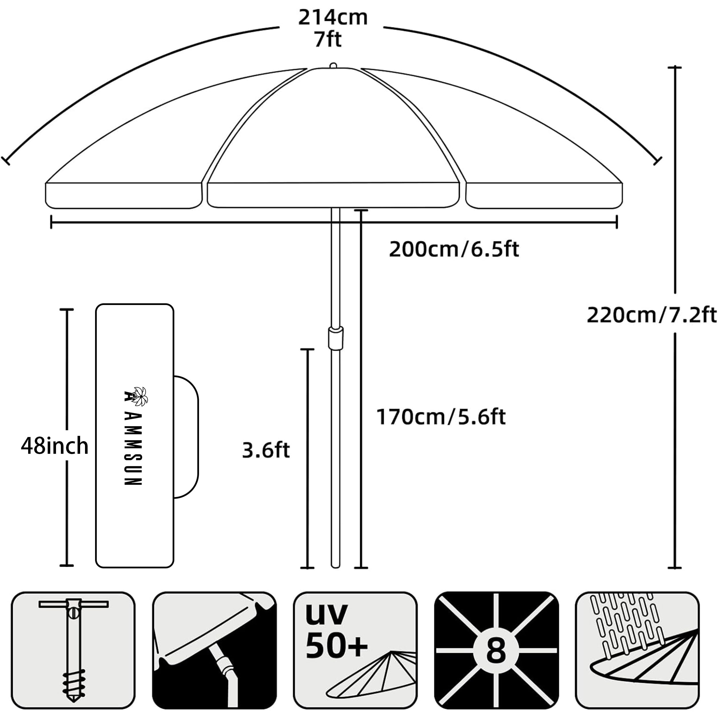 AMMSUN portable carry bag and sand anchor for easy transport