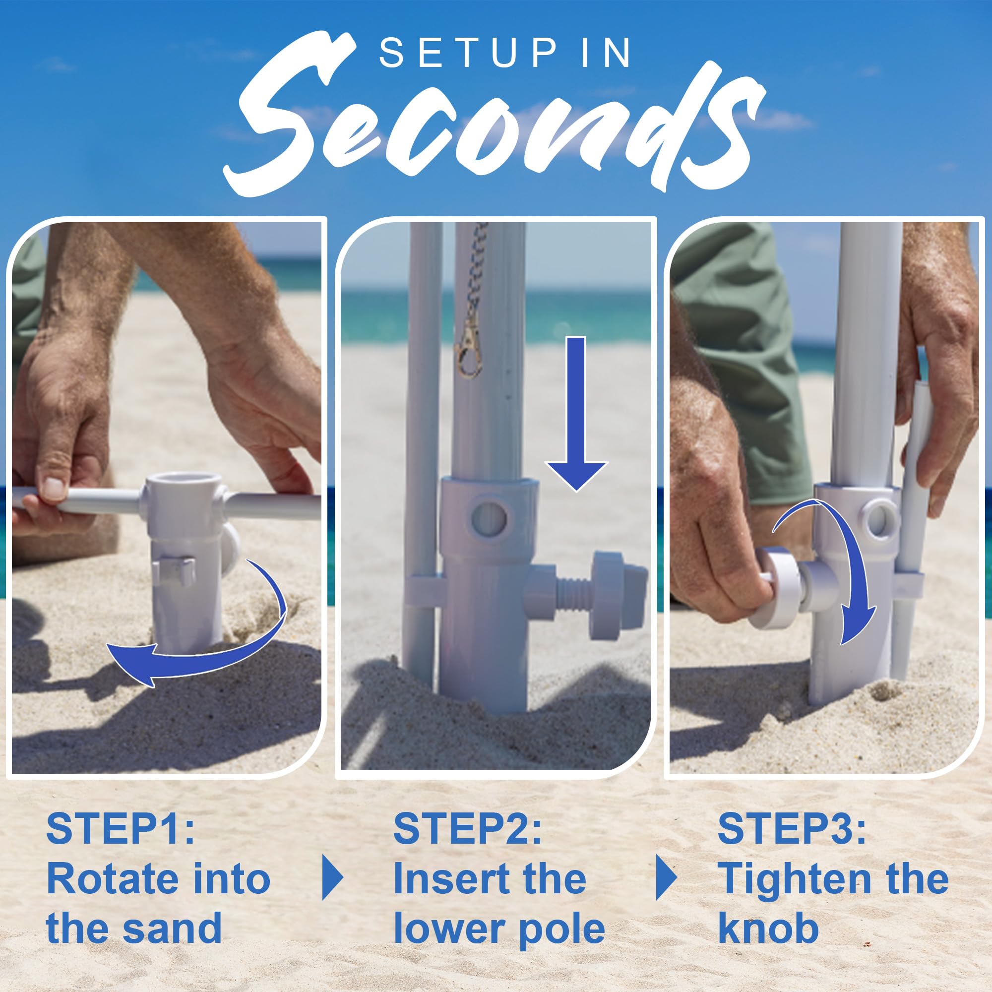AMMSUN portable carry bag and sand anchor simplify transport and setup.