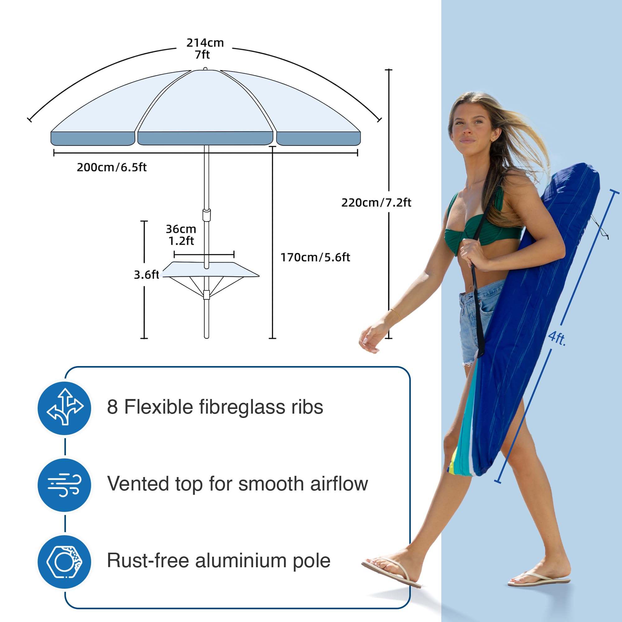 AMMSUN carrying bag makes transport easy from pool to patio.