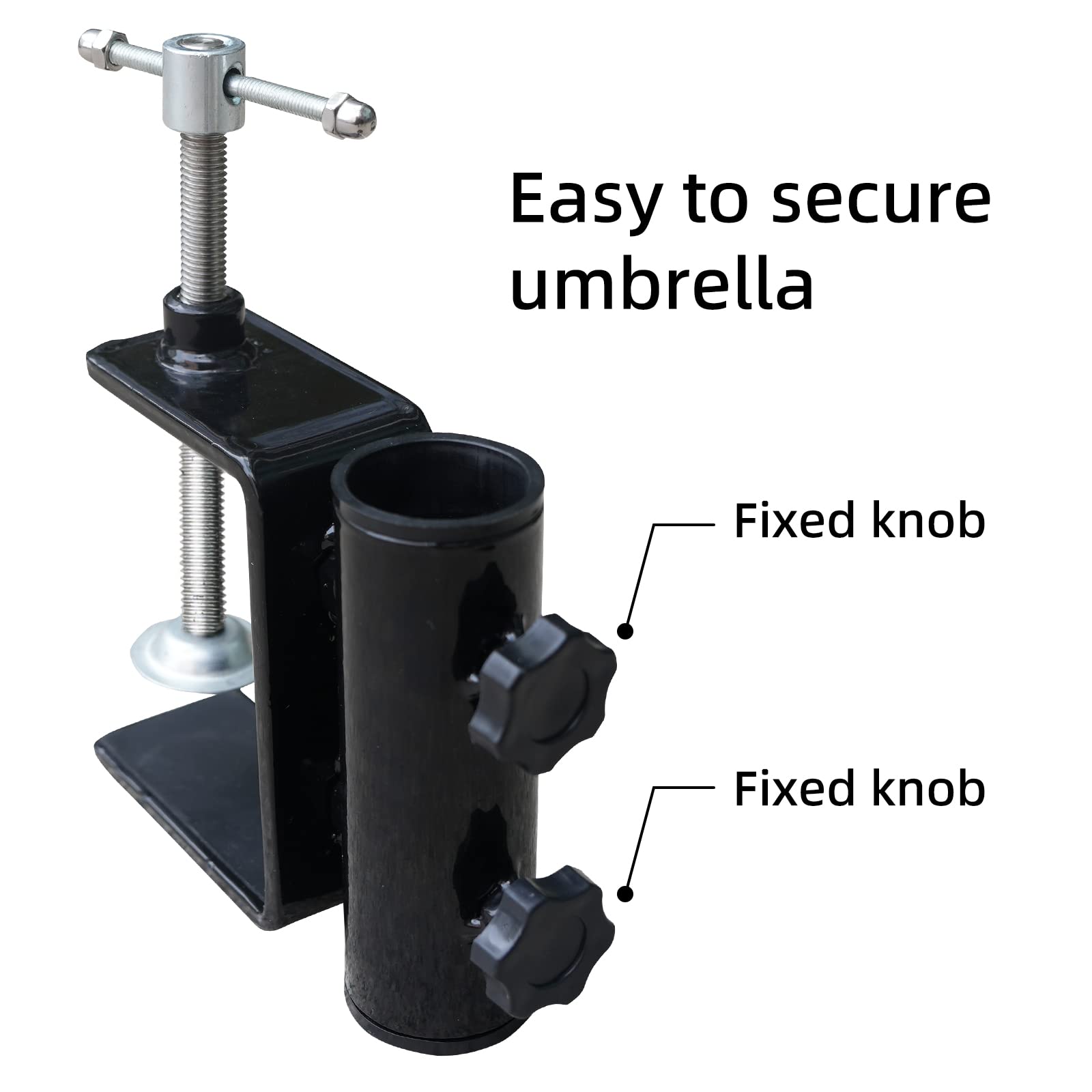 AMMSUN portable umbrella clip attached to a railing to create shade