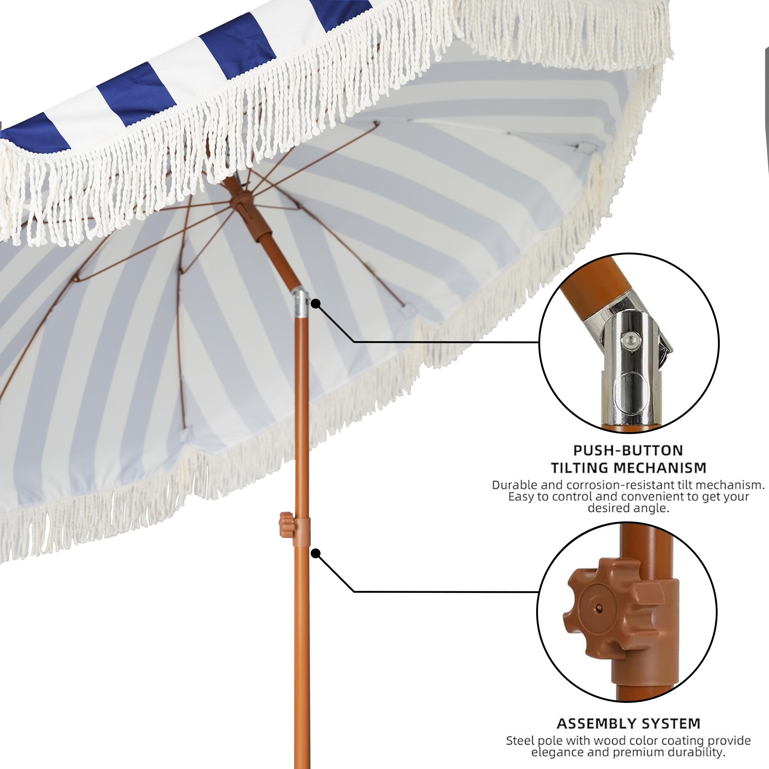 AMMSUN push button tilt for adjustable shade as the sun moves