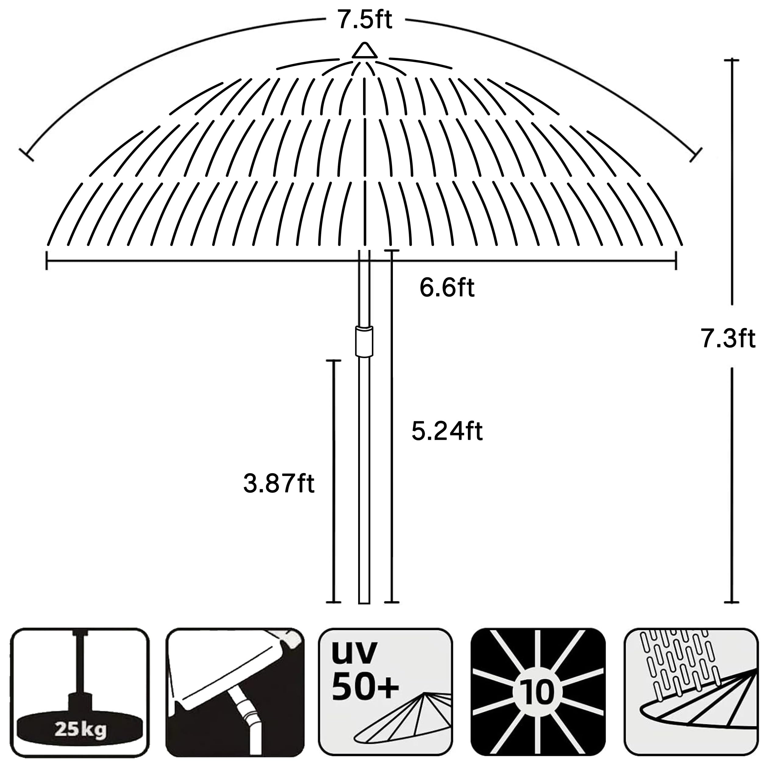AMMSUN rustproof steel poles with fiberglass ribs ensure durable outdoor setup